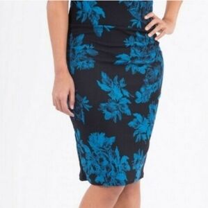 AGNES & DORA Teal Floral Pencil Skirt XS 0-2 NWT